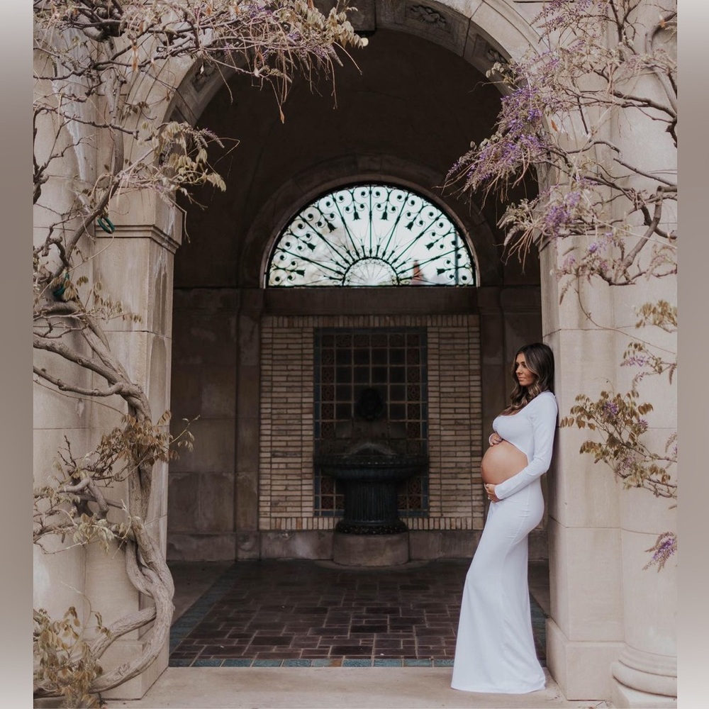 White maternity cutout dress